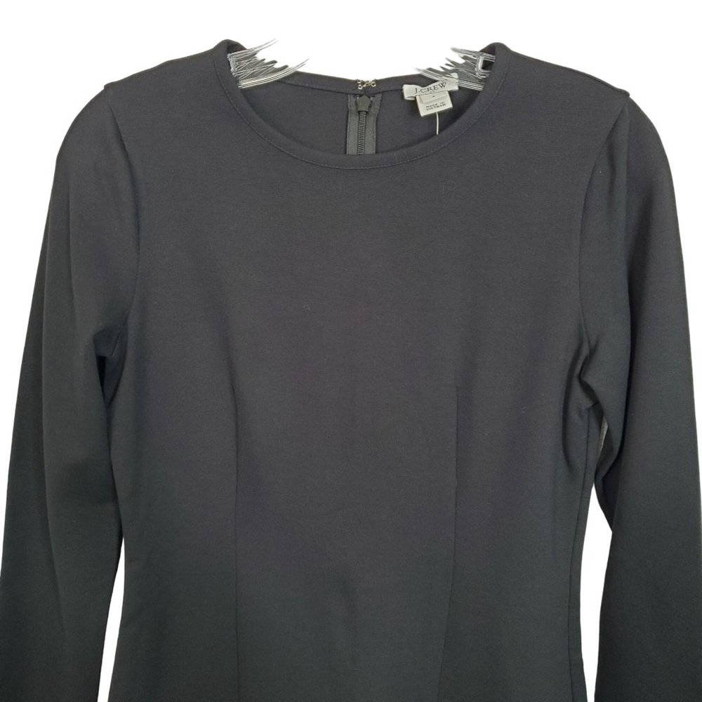 J Crew NWT Size 4 Dress Ponte Knit Shaped Fit Long Sleeve Round Neck Black - Picture 3 of 10